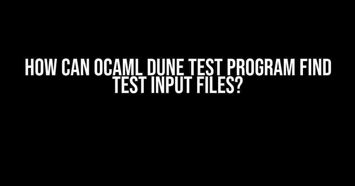 How can OCaml dune test program find test input files?